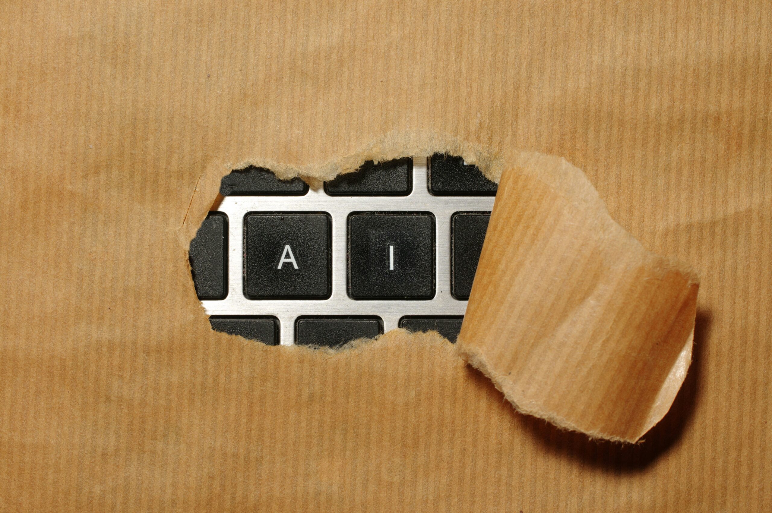 A Piece Of Cardboard With A Keyboard Appearing Through It